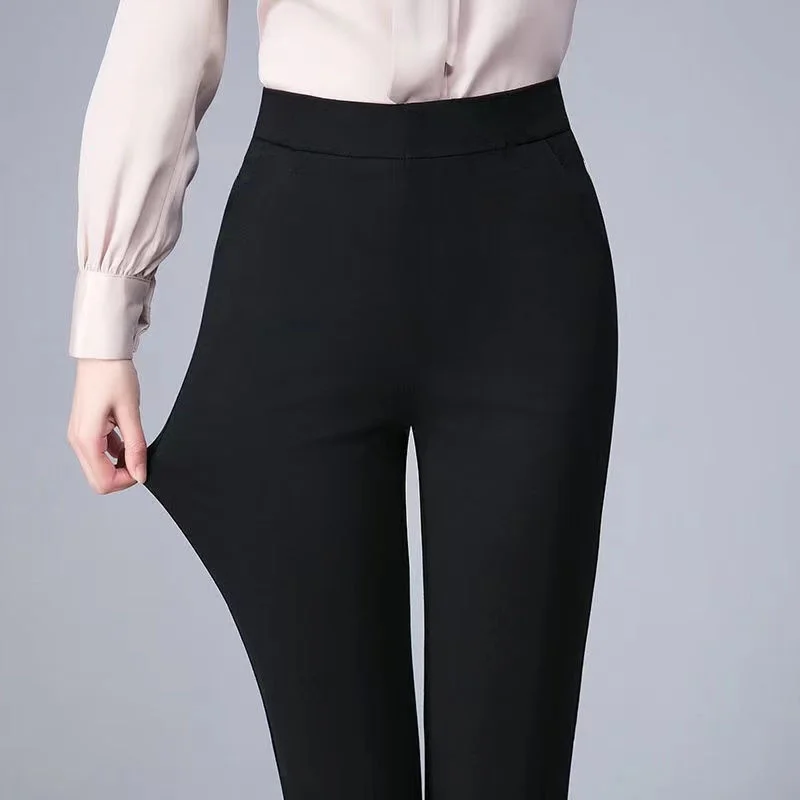 2023 Office Lady Loose Big Size Pencil Pants Spring Summer Elegant Women 5XL Pockets High Waist Casual Solid Straight Trousers