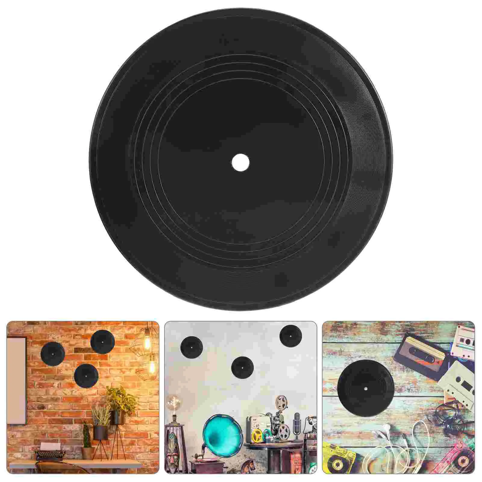 

10 Pcs Vintage Unique 7-inch Vinyl Records Creative Wall Adornments (Black)