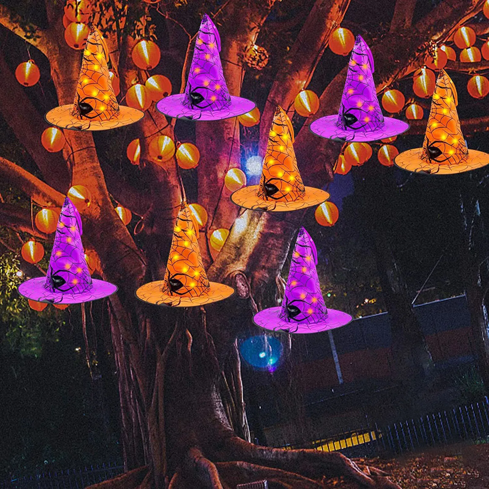 Светодиодный Светящийся Фонарь На Тему Хэллоуина Шляпа Ведьмы Звездное Небо