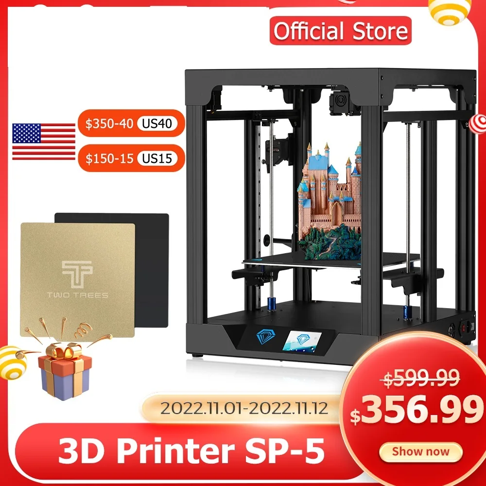 

2023 3D принтер Core XY SP-5 V1.1 принтер сенсорный комплект FDM двойная ось Z принтер экструдер размер печати 300*300*330 мм TMC2225 PEI