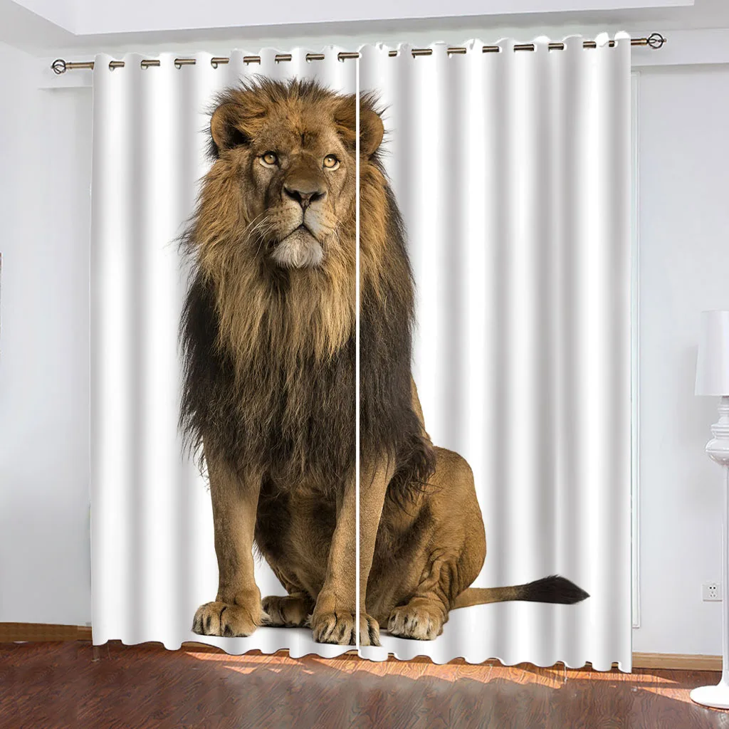 Индивидуальные шторы для комнат животные в джунглях лев 2 шт. современные плотные