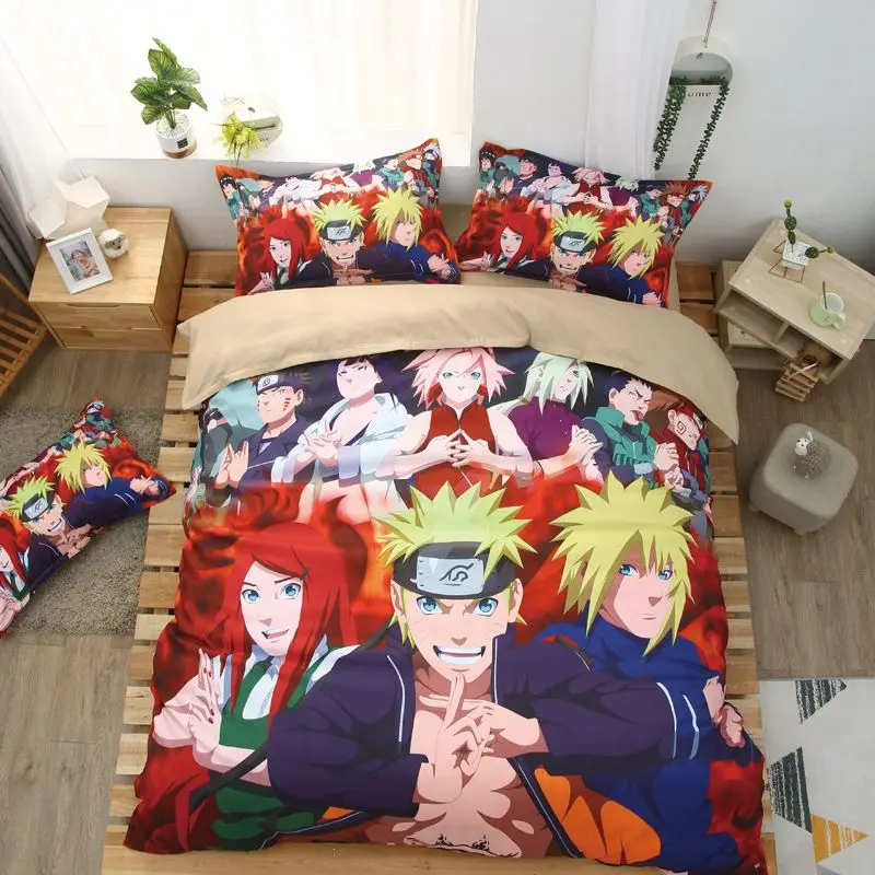 Naruto anime quilt cover three-piece set two-dimensional Naruto Sasuke dormitory bed four-piece male and female students images - 6