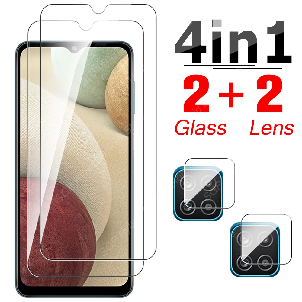 

4in1 Tempered Glass Cover On For Samsung Galaxy A12 A10 A10e A10s A11 M10 M11 M12 A 10 M 11 12 Protection Glas Case Camera Lens