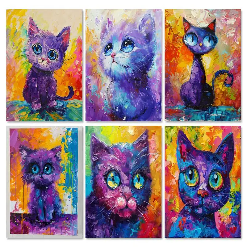 Картина с изображением кошки по номерам животное сделай сам на холсте рамкой