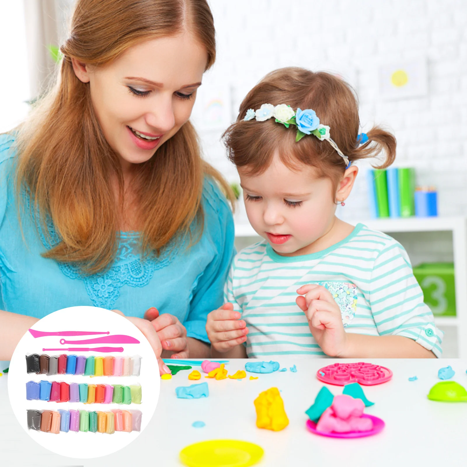 

Children's Clay Set Kid DIY Colorful Polymer Light Modeling Toys Playthings Toddlers