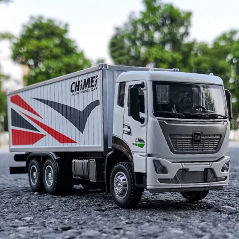 

1:32 Urban Container Transport Alloy Truck Car Diecast Model Toy Engineering Vehicles Sound Light Simulation Collection Toys