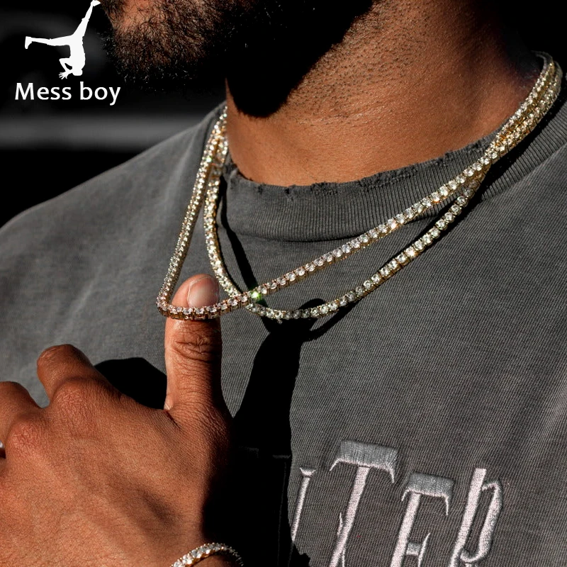 

Tennis Crystal Necklace Free Shipping For Men Jewellery Cuban Link Chain Grunge Y2k Punk Accessories Correntes Birthday Gift