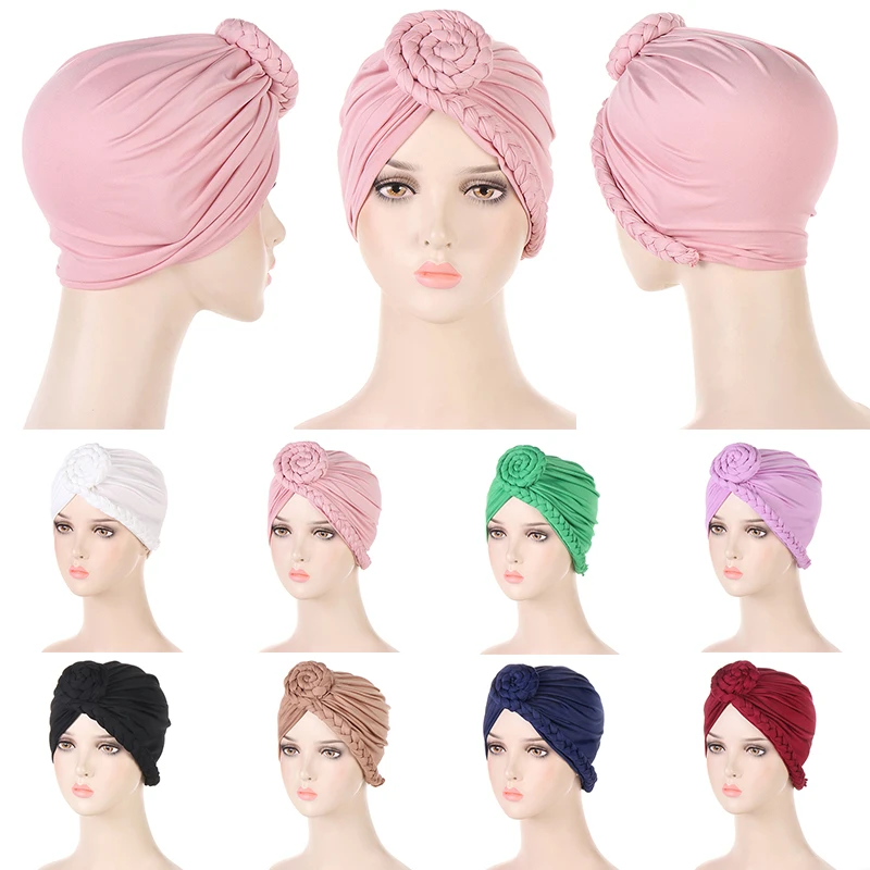

1 Pcs Elastic Muslim Hijabs Turban Hat Wrap Cover Beanies Arab Cap Islamic Hat Winter Warm Women Braid Headwear Hair Loss Bonnet