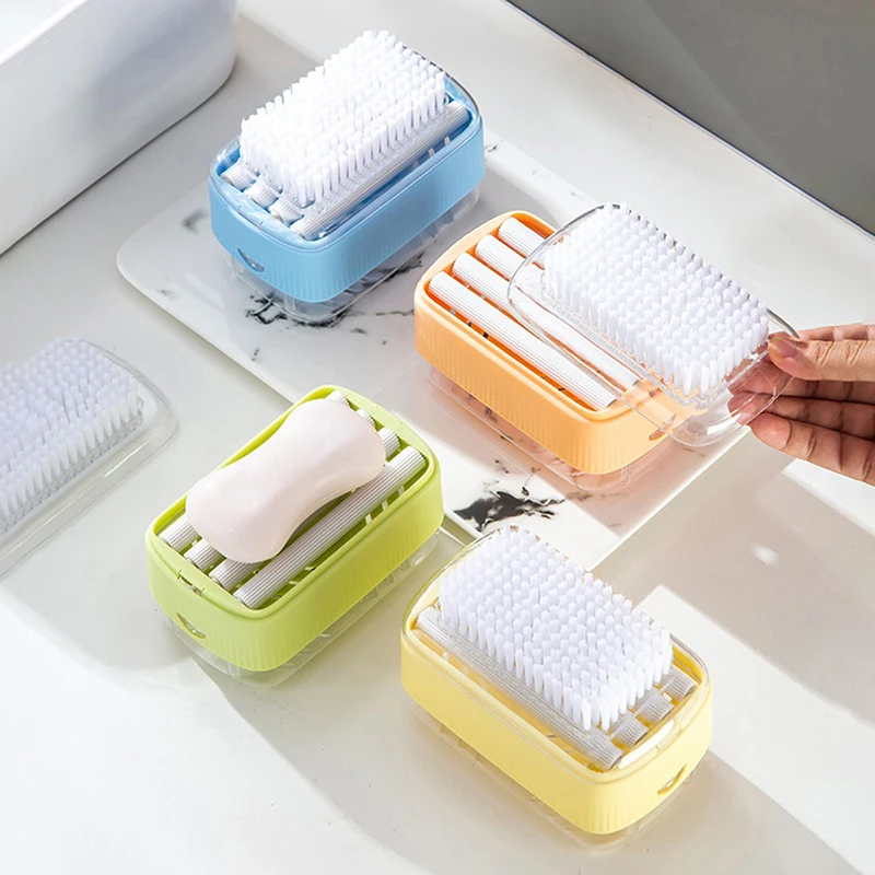 

Пенообразователь для мыла с отверстиями для слива щетки, нескользящий съемный пластиковый держатель для мыла 2 в 1, инструменты для стирки