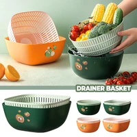 plastic double layer kitchen drain basket multifunctional filter basket durable for washing fruits and vegetables fping