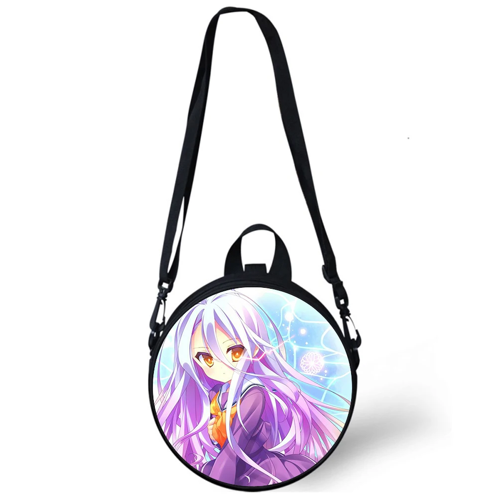 NO GAME NO LIFE Anime Child kindergarten Bag 3D Print Crossbody Shoulder Bags For School Women Mini Round Bagpacks Rugtas Bag