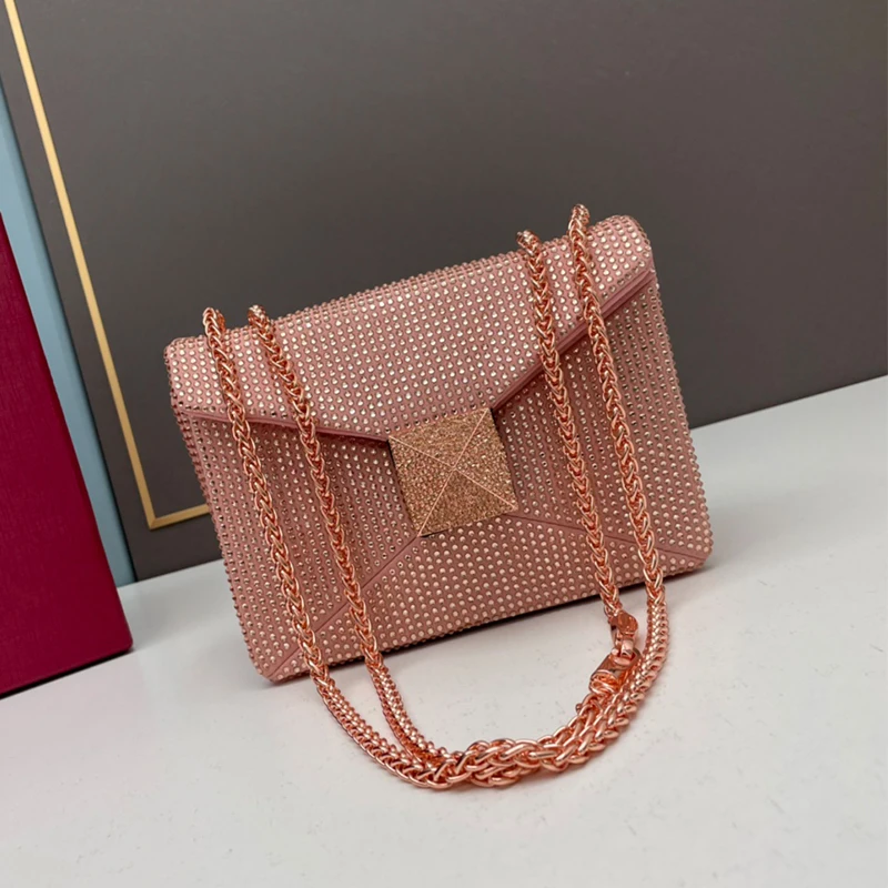 Crystal Chain Bag Women's Evening Bag Small Square Bag Bags For Women Fashion One Shoulder Crossbody Bag Women's Handheld Purse