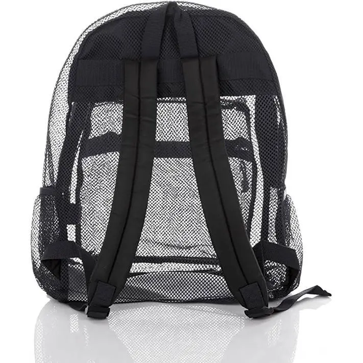 Mesh Transparent See Through Backpack - Black
