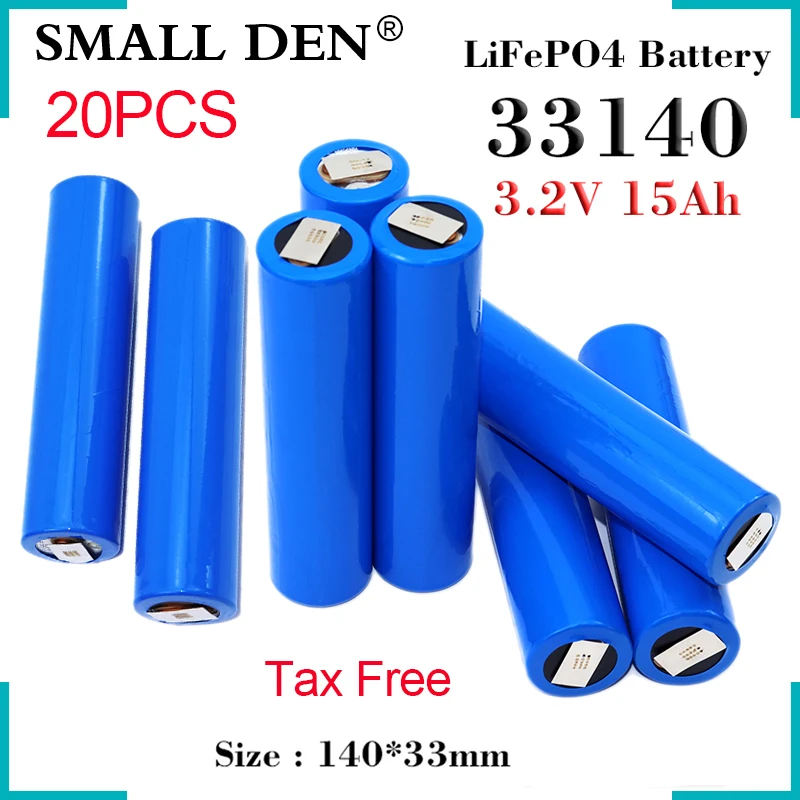 

New 20PCS 3.2V 15Ah 33140 Lifepo4 Battery For 12V 4S 24V 36V Solar Electric Bicycle Scooter Motorcycle Cells Grade A