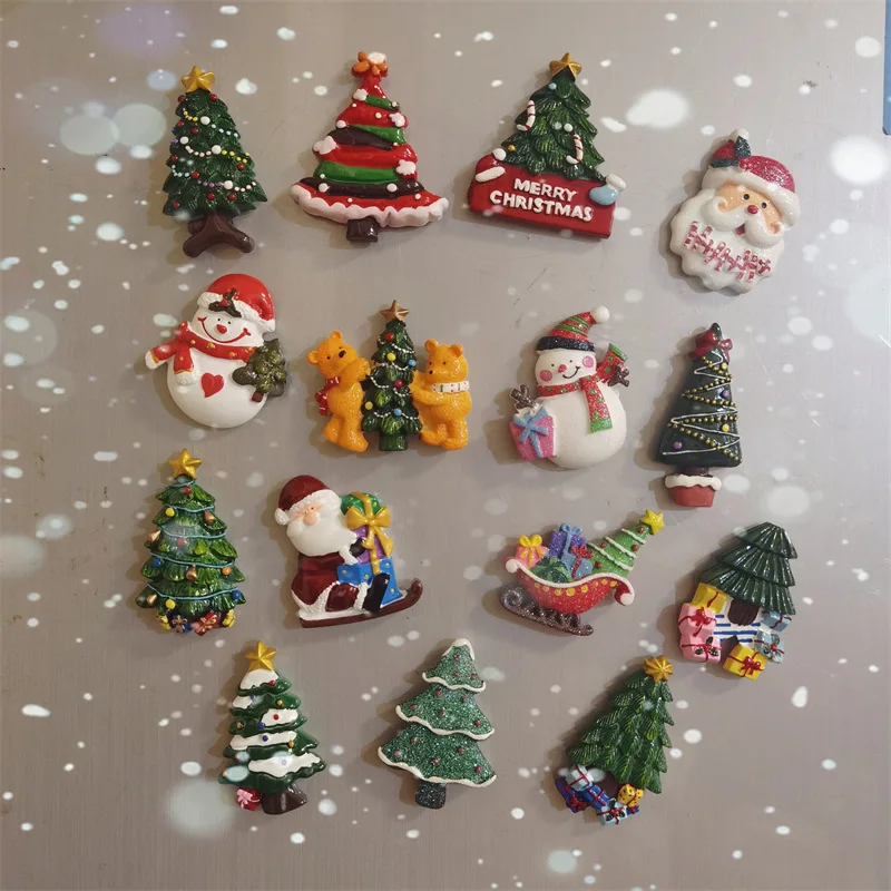 

5pcs Christmas Creative Non-marking Stickers Magnetic Fridge Stickers Three-dimensional Window Glass Stickers Home Decoration