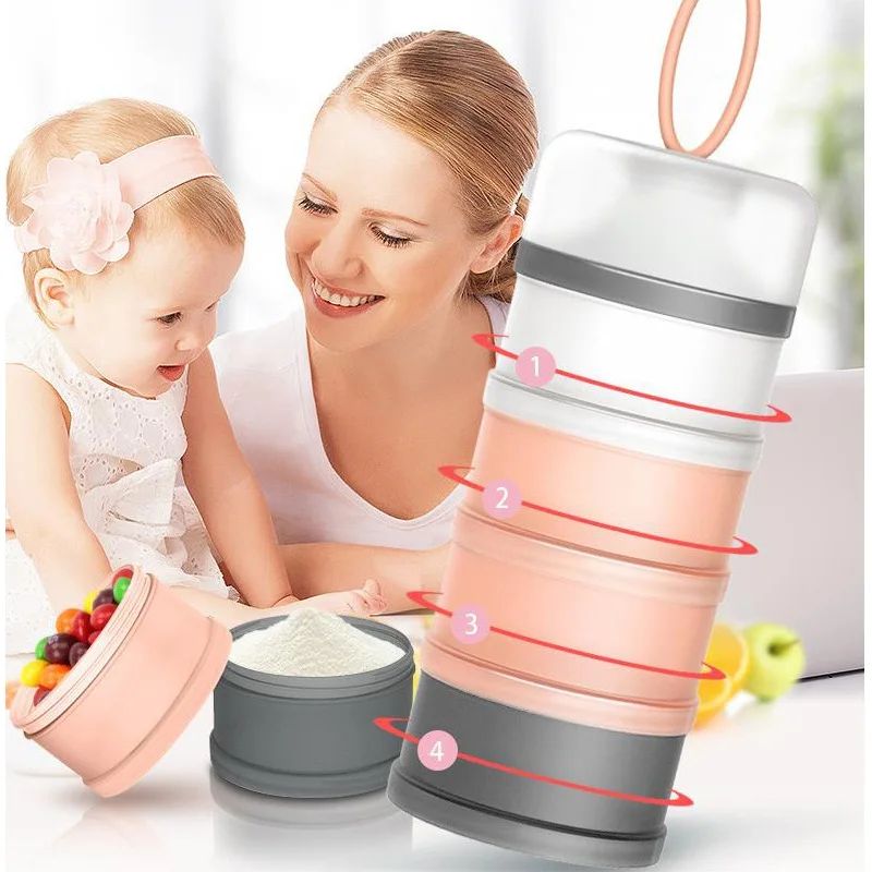 

Baby Food Storage Containers Infant Milk Powder Box Formula Dispenser 4 Layers Portable Toddler Kids Snacks Container