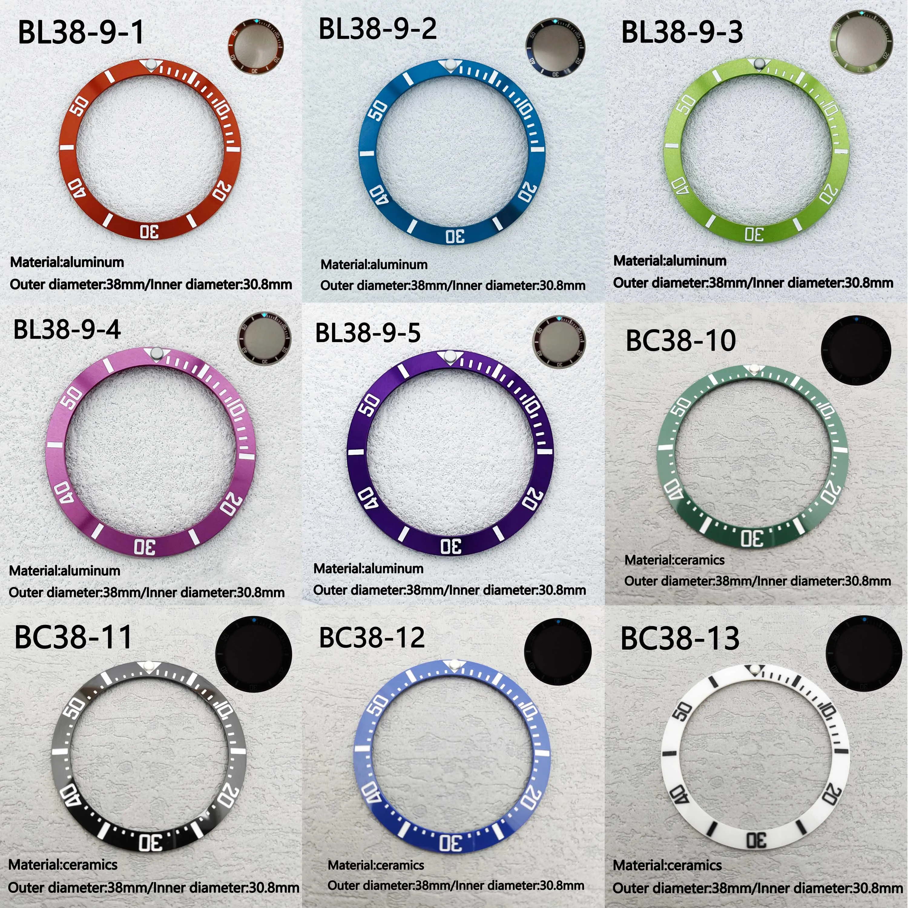38mm Ceramic Bezel Fit GMT/SUB Watch Inserts Suitable for 40mm Men's Watch Accessories Inner Luminous Bezel