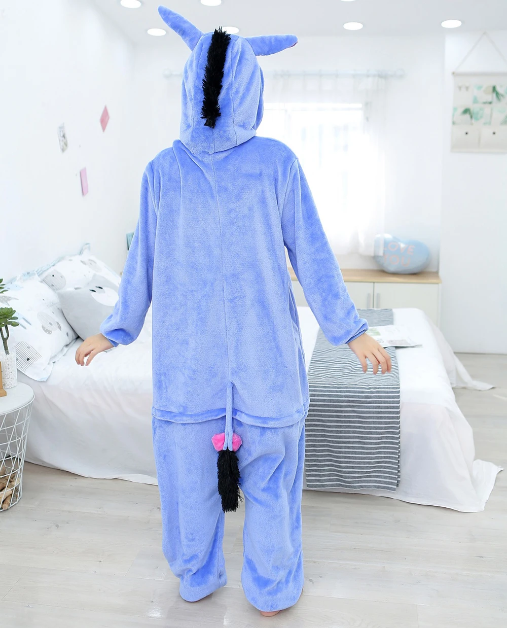Adults Winter Animal Pajamas Sets With One Tail Two Horns Cartoon Horse Sleepwear Cosplay Costume Polyester Comfortable Cute