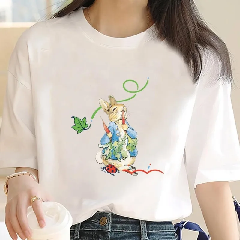 Милая футболка с рисунком кролика P-Peter мужская комбинированная женская одежда
