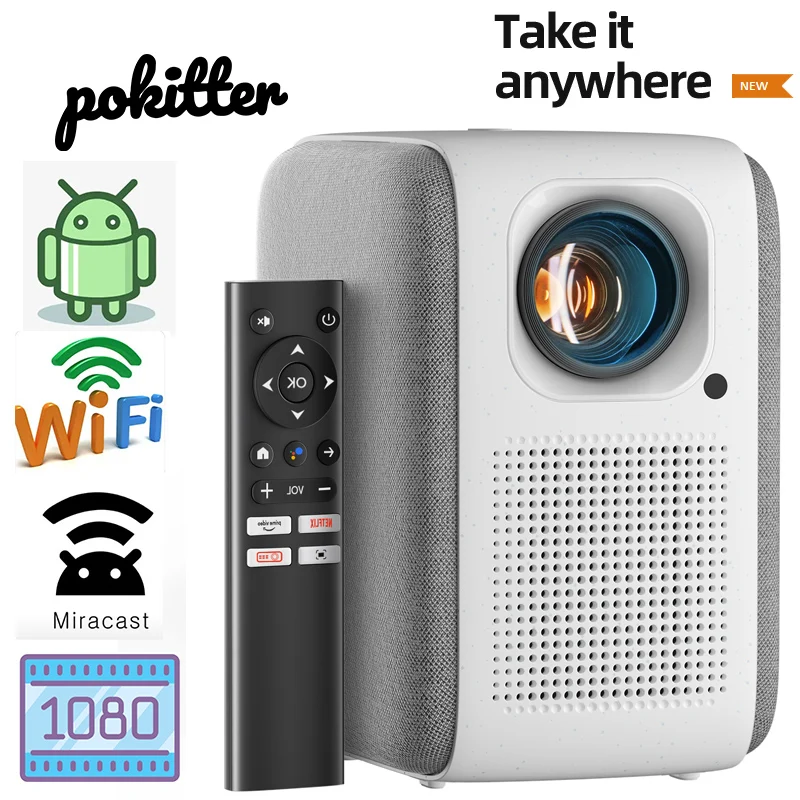 

Светодиодный проектор POKITTER F3A, Android 1920, Wi-Fi, Full HD 1080 * P, видеопроектор, домашний кинотеатр, кинотеатр, смартфон, проектор