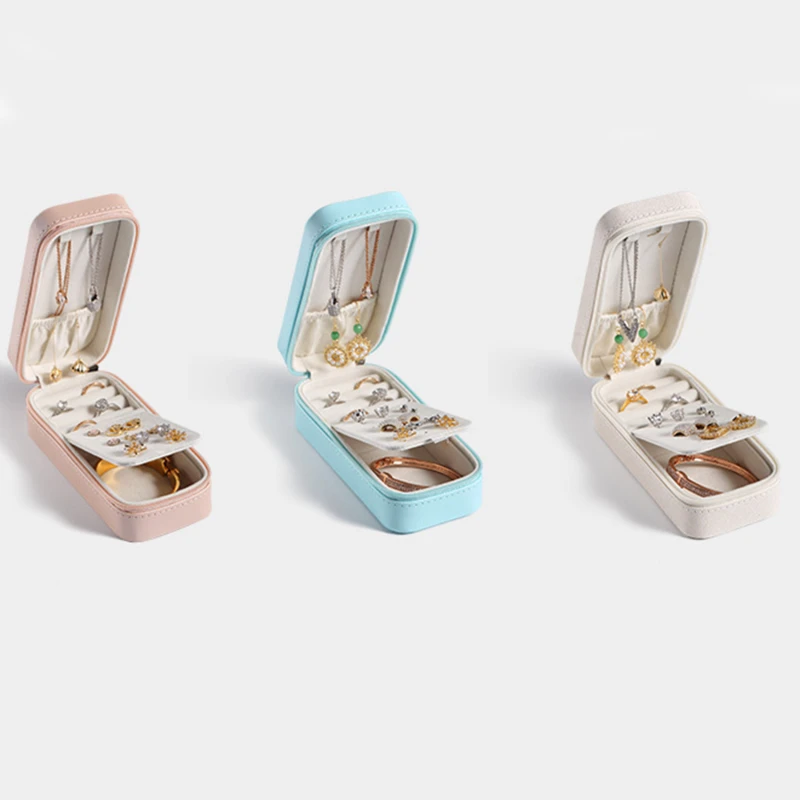 

Jewelry Organizer Display Travel Jewelry Case Boxes Travel Portable Jewelry Box Leather Storage Organizer Earring Holder