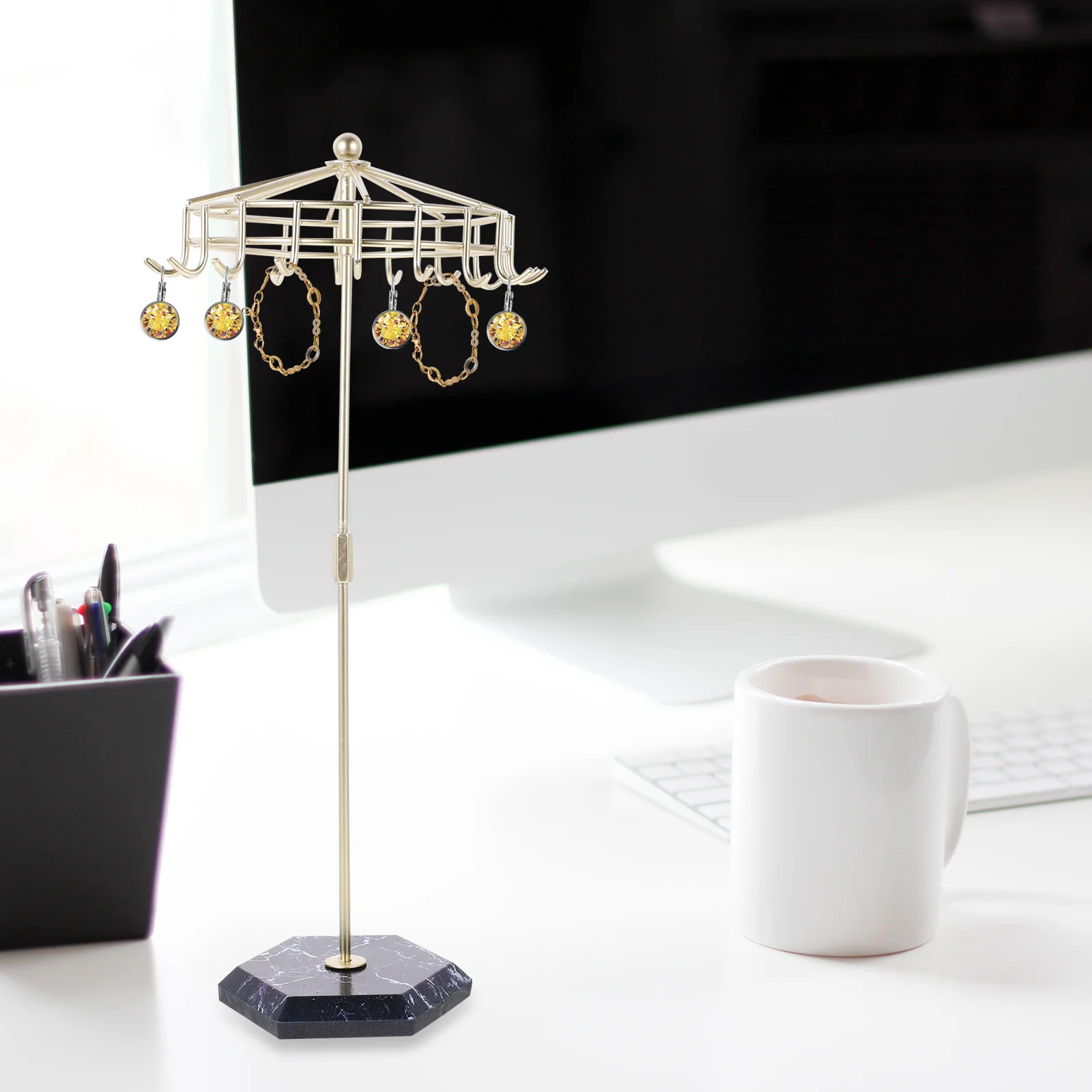 

Tabletop Jewelry Display Stand Necklace Hanging Stand Jewelry Storage Holder Bracelet Organizer