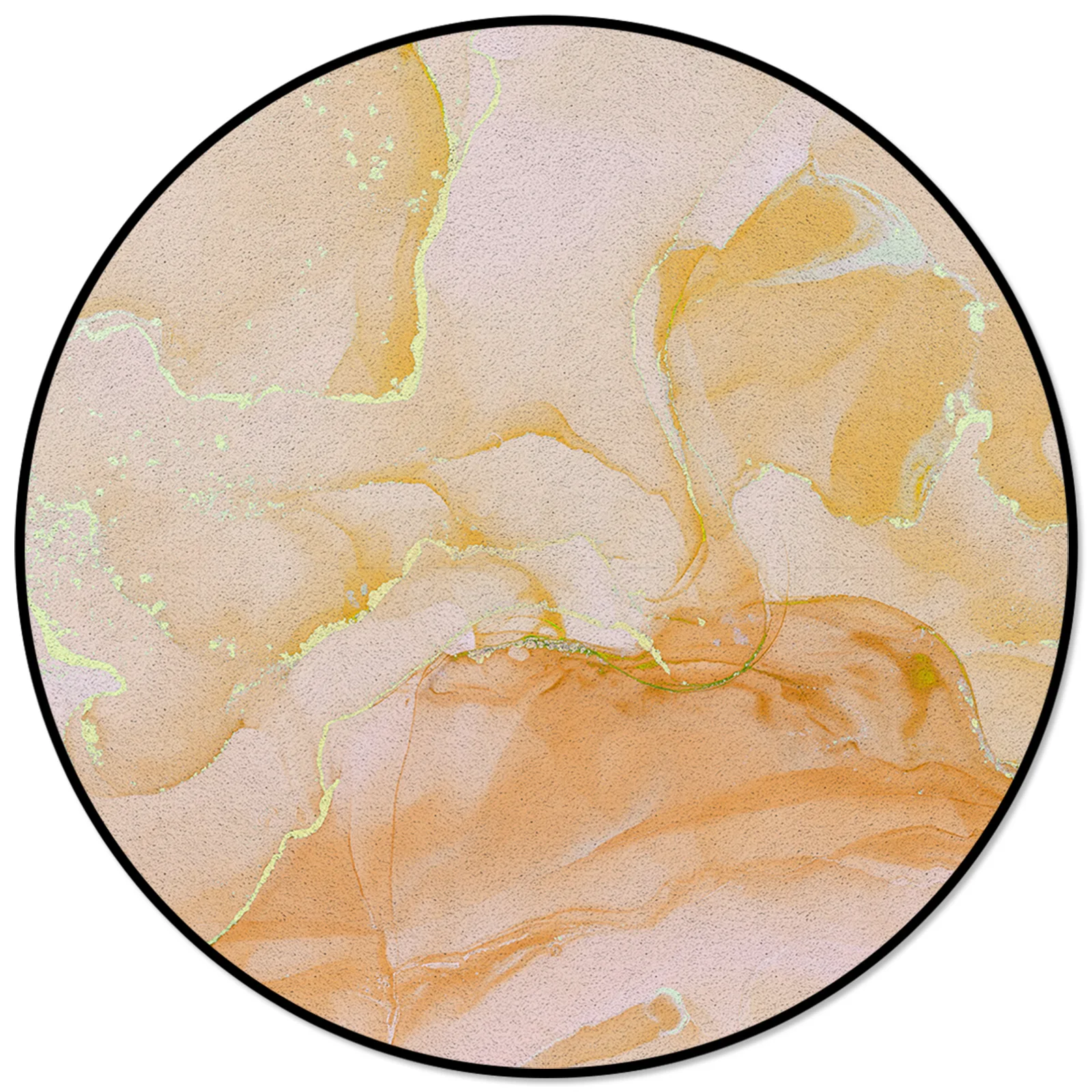 

Marble Simple Gradient Solid Color Gold Edge Orange Rugs And Carpets For Home Living Room Round Rug For Children Rooms Non-slip
