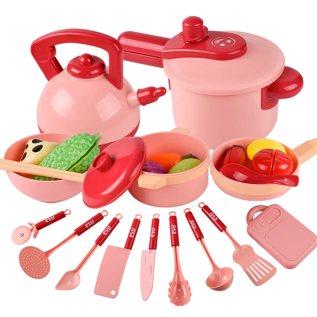 

Kitchenware Pretend Toy Set Children Playing Prop Children Cooking Playthings Simple Simulation Toys Birthday Gift Pink