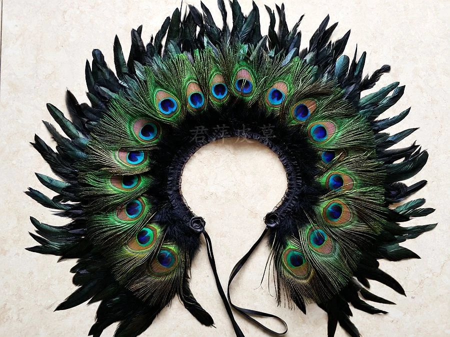 2022 New Film Star Feather Cape Peacock Feather Women Top Wear One Piece Vintage Style Gaga Free Shipping