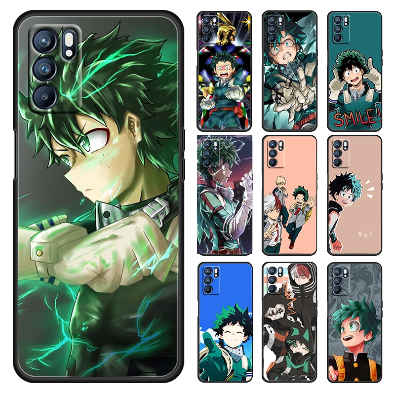 

My Hero Academia Midoriya Cute For OPPO Reno 7 6 5 4 3 2 5Z 5F 5K ACE 10 X 4G 5G Pro Plus Soft Black Phone Case Silicone Cover