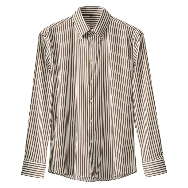 2022 Summer Classic Striped Shirts Men Long Sleeve Business Formal Dress Shirt High Quality Slim Casual Social Tops Men Clothing