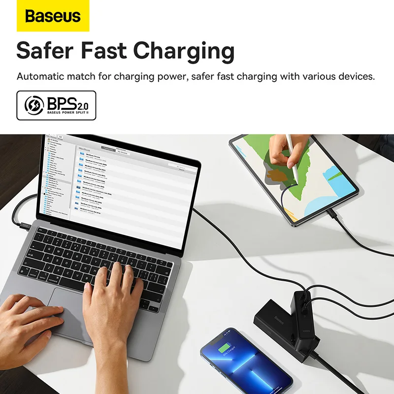 Зарядное устройство Baseus GaN 140 Вт usb-c 3 1 поддержка быстрой зарядки PD QC 4 0 для Macbook Pro