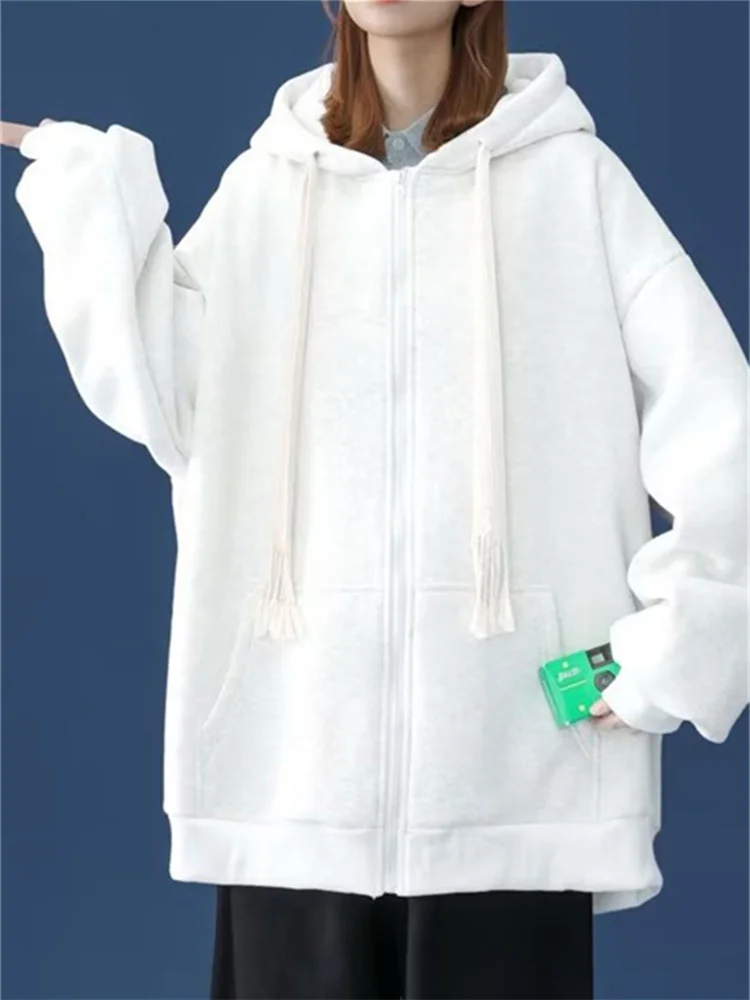 

Женские винтажные толстовки в уличном стиле в стиле Харадзюку, женские свободные однотонные утепленные свитшоты оверсайз в стиле ретро, осень 2022