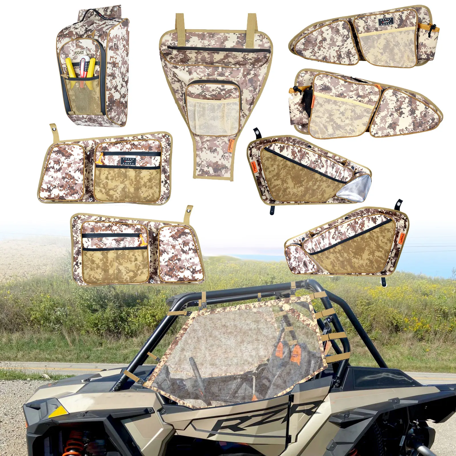 

UTV Accessories Side Door Storage Bag Center Seat Storage Bag Window Net Shield Set Fit for Polaris RZR 1000 XP Turbo POLARI RZR