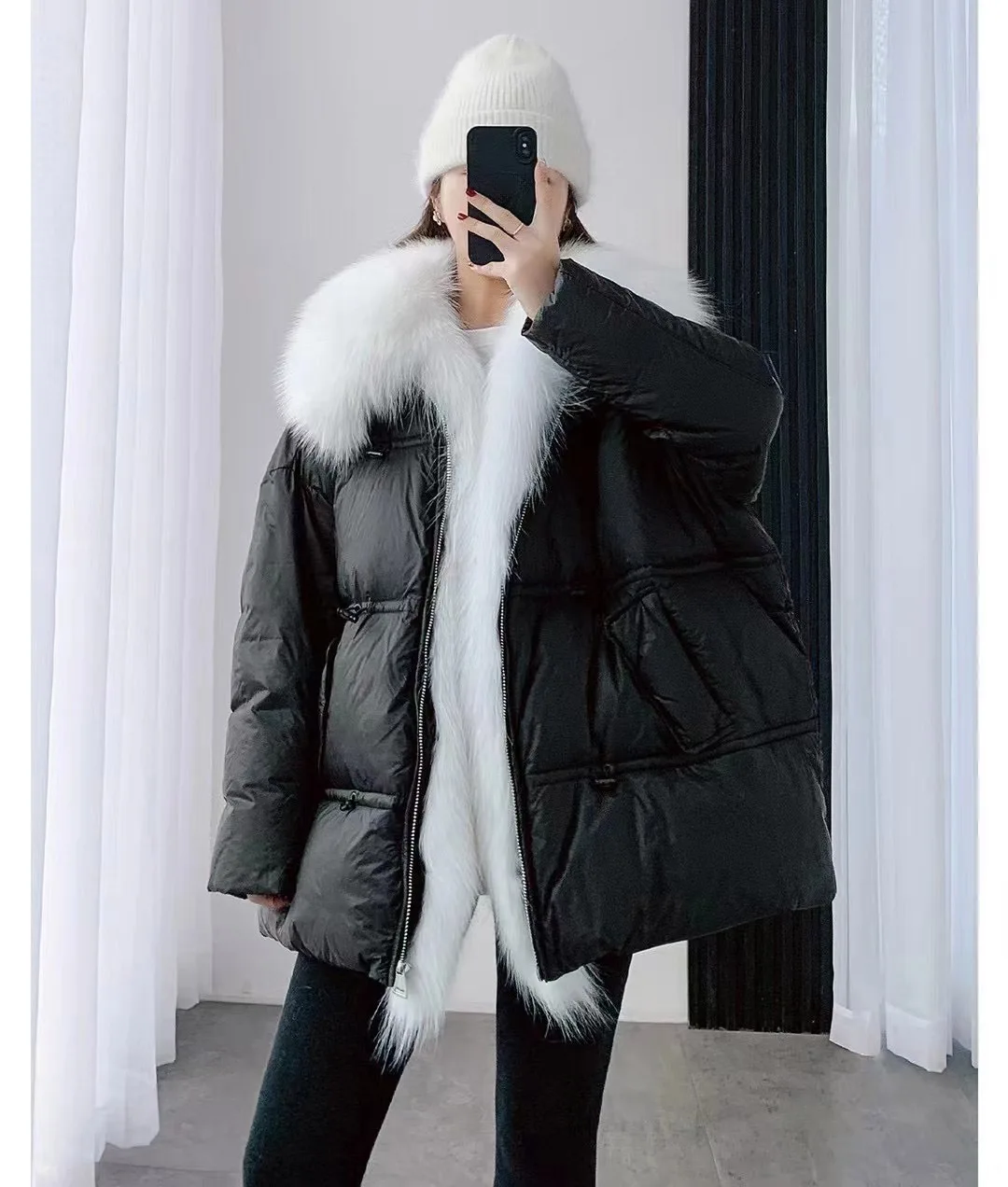 

Женская одежда 2023, модное пуховое пальто средней длины, новинка зимы 1022