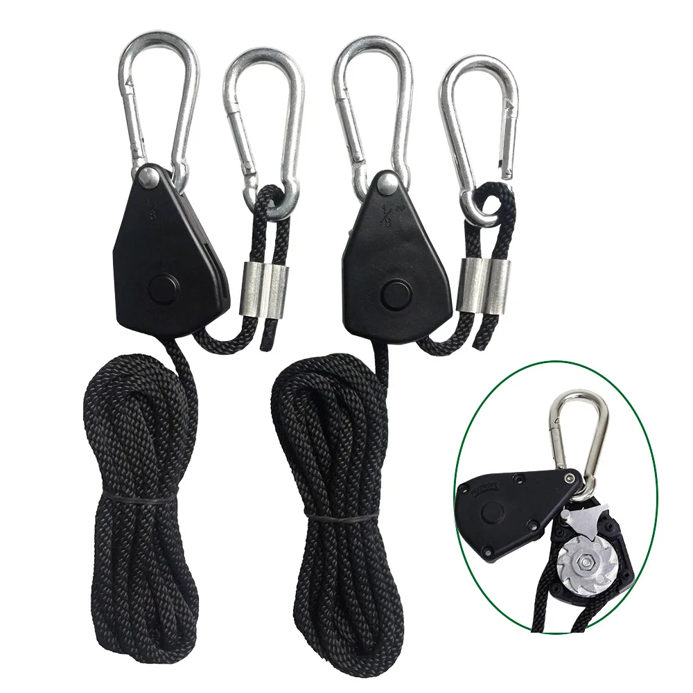 

1/8 Inch Lanyard Hanging Heavy Duty Adjustable Rope Hanger Pulley Ratchets Kayak Canoe Boat Bow Stern Rope Lock Tie Down Strap