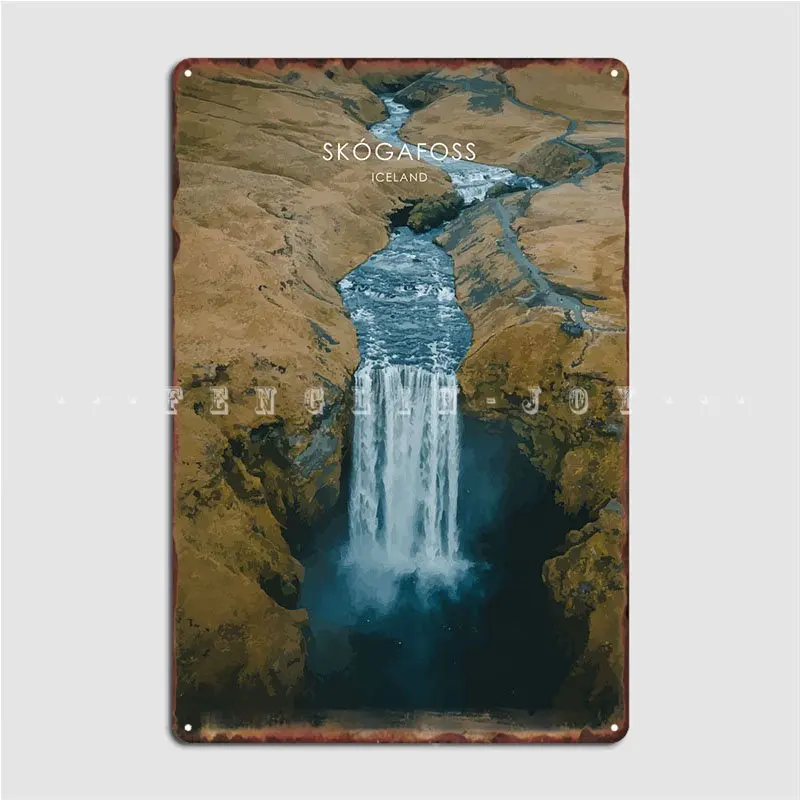 

Skogafoss Iceland Artwork Poster Metal Plaque Club Party Pub Garage Decoration Poster Tin Sign Poster