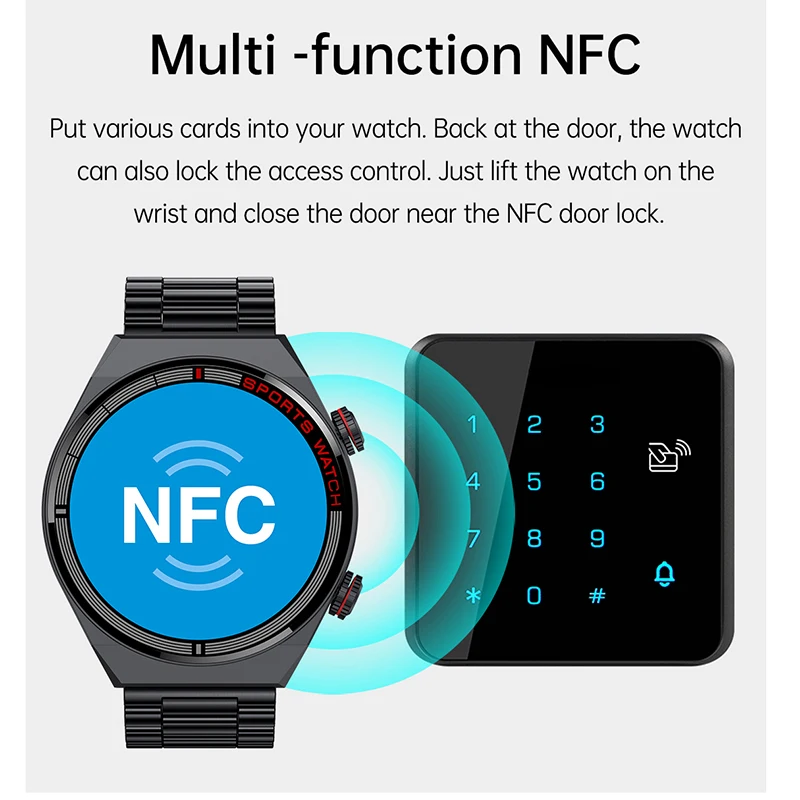 Фото Смарт-часы с синим зубом для мужчин, ЭКГ, PPG, 100+, спортивный режим, NFC, умные часы, соединение GPS, водонепроницаемые, IPS, подарки для IOS Android №5