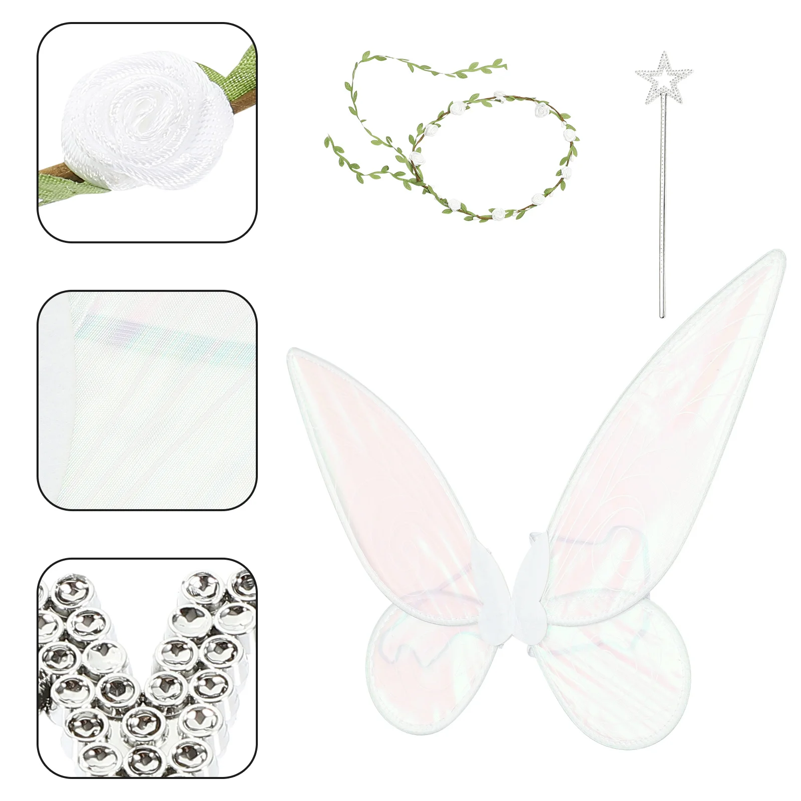 

Реквизит для косплея феи, 1 комплект, Крыло ангела для девочек, декоративное крыло бабочки с головным убором и палочкой