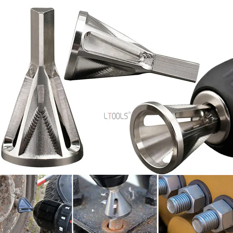 

Hex Shank Deburring External Chamferer Cone-shape Polishing Fitting Triangular Handle Clamp Electric Drill Chamfering Tool Parts