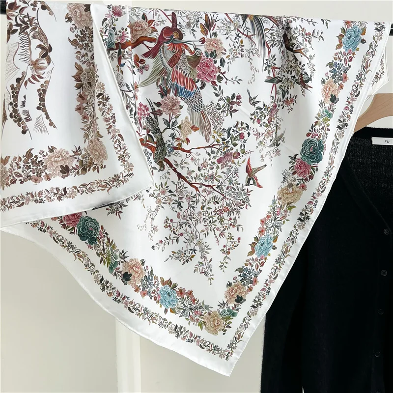 

100% silk 18 m rice twill silk scarf Women's mulberry silk double sided printed shawl Warm scarf for women gift