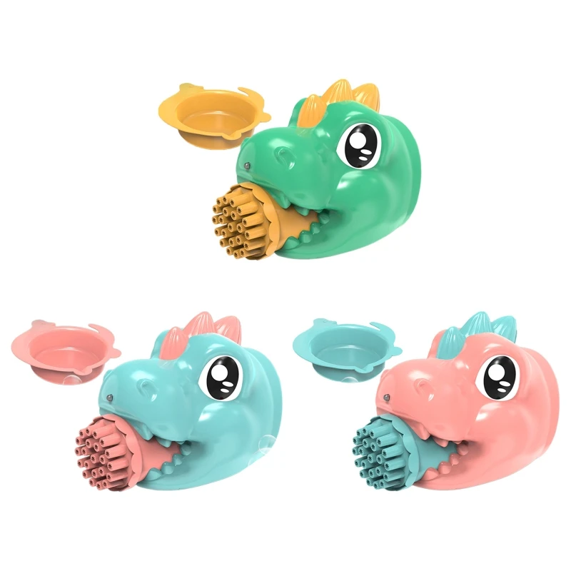

Electric Bubble Maker LED Bubble Gun Gatling Toy with 22 Holes Cartoon Dinosaur Mini Fan Children Outdoor Summer Gift
