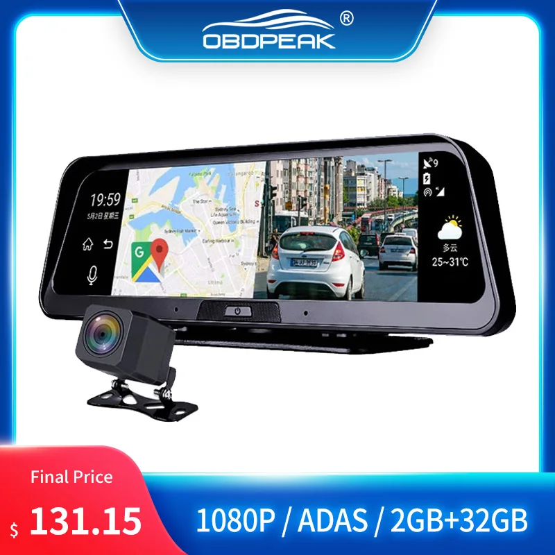 

DashCam Car DVR Mirror Camera 10" Full HD 1080P ADAS 2GB+32GB WIFI GPS Dual Lens Auto Video Recorder 24H Parking Night Vision