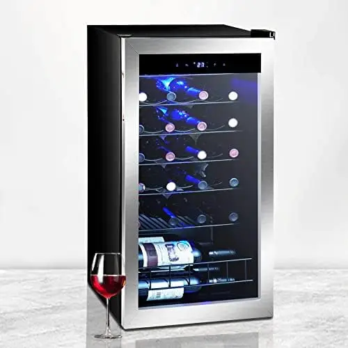 

Cooler Refrigerator 33 Large Wine Fridge, 19 Inch Freestanding/Under Counter Wine and Beverage Cellar with Double-layer and Qui