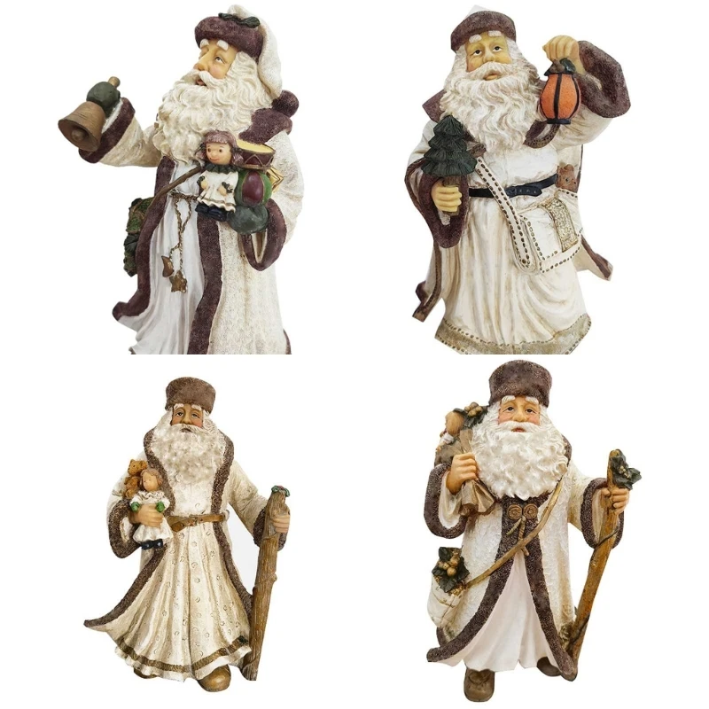 

White Robe Old Man Resin Sculpture Christmas Window Decorations Props Party Gift