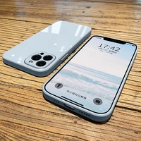 original square tempered glass phone case for iphone 13 11 12 pro max mini x xs max xr 7 8 plus se2 full lens protection cover