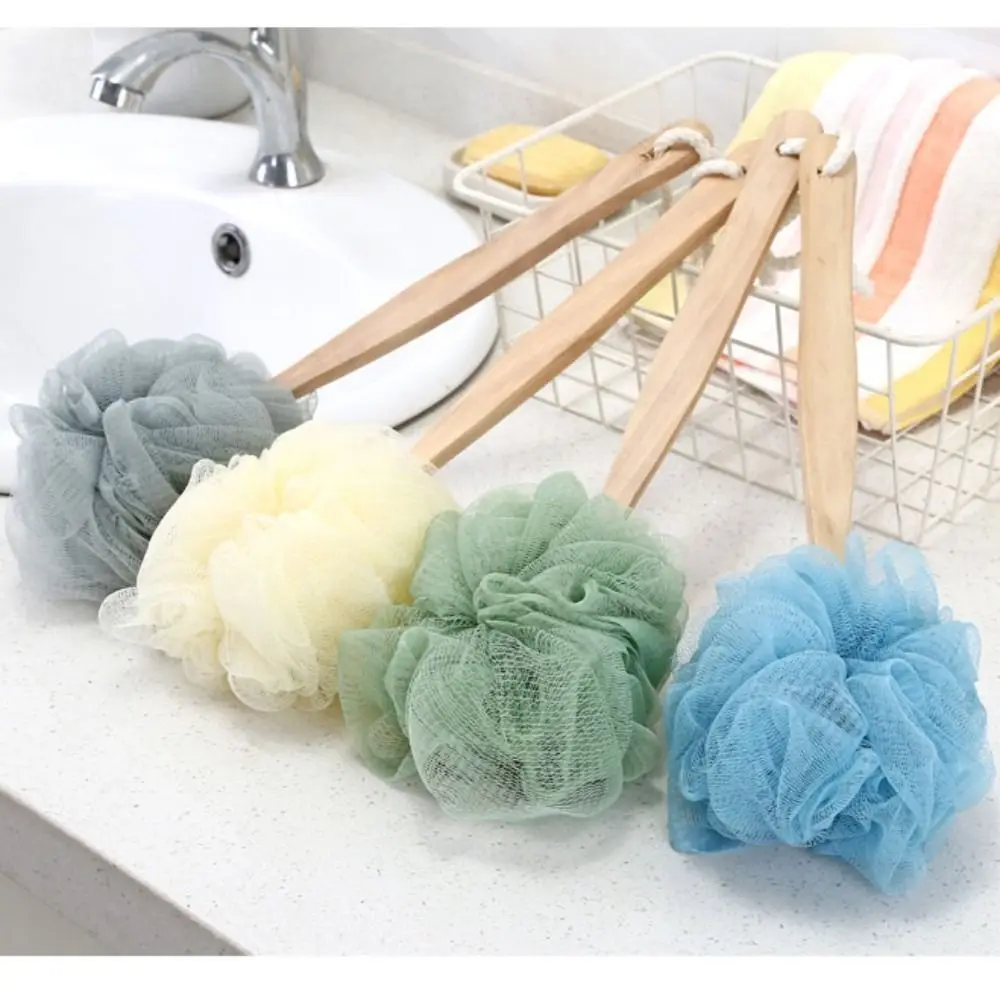 Long Handle Bath Brush Bath Ball Flower Back Scrubber Body Brush Wash Sponge Exfoliating Shower Rich Foam Bath Sponge