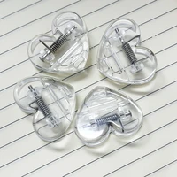 5pcs heart shape clips transparent food bag sealing clamp paper file ticket binder photo organizer kitchen office school supply