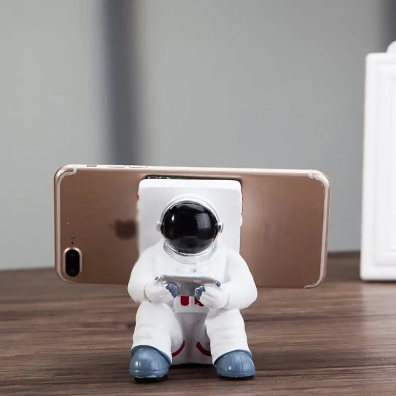 resin astronauts ornaments universal cell phone stand holder bracket gift toys home office desk decoration birthday космо