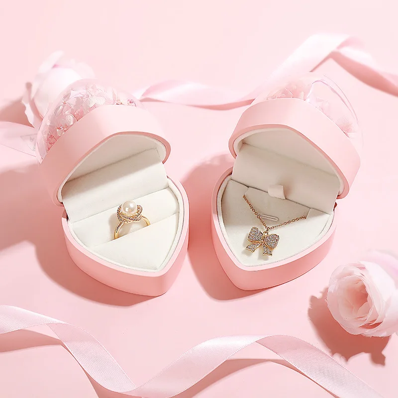 Fashion Romantic Valentine's Day Gift Box Wedding Rose Ring Box Frame Necklace Jewelry Display Box Gift